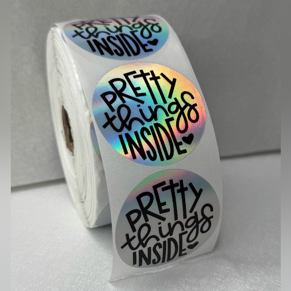 Pretty things inside sticker for small business | thank you sticker 2 inch round - Picture 3 of 7